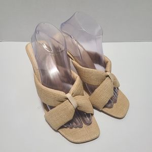 Schutz Fairy Mid Casual Straw & Nappa Leather Sandal Size 9.5‎